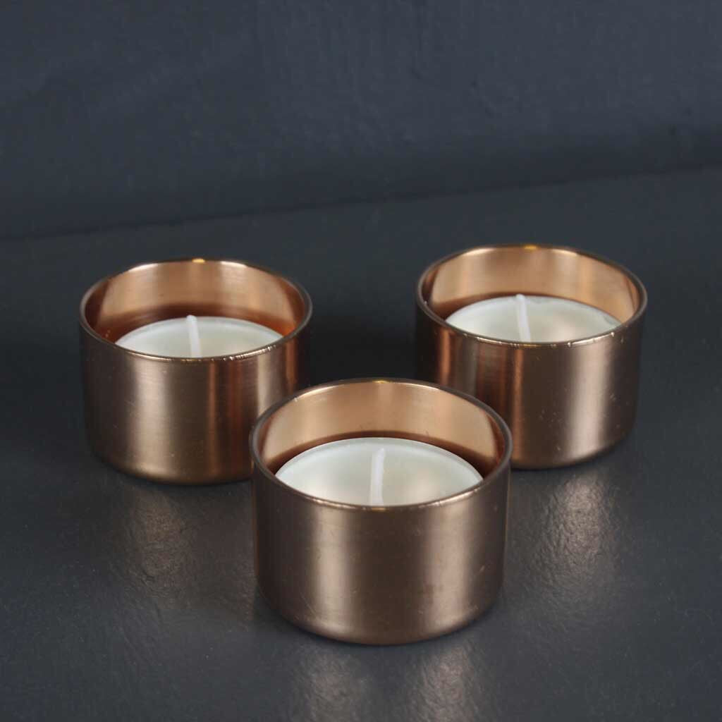 COPPER TEA LIGHT HOLDER X 3