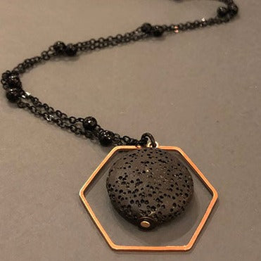 Lava bead and Copper Necklaces