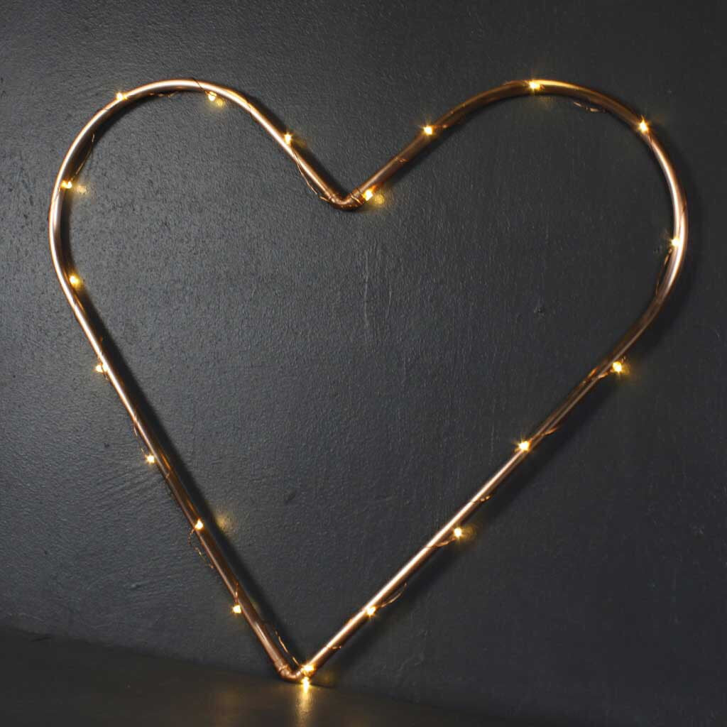 COPPER LOVE HEART with lights